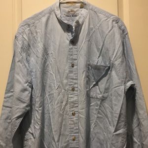 East Island chambray band collar button down Shirt long sleeve size M light blue